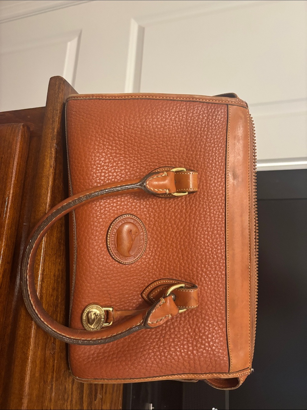 Dooney & Bourke Pebbled Leather Satchel in Cognac